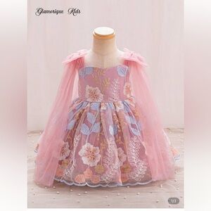 SHEIN Pink and Blue Floral Kids Dress